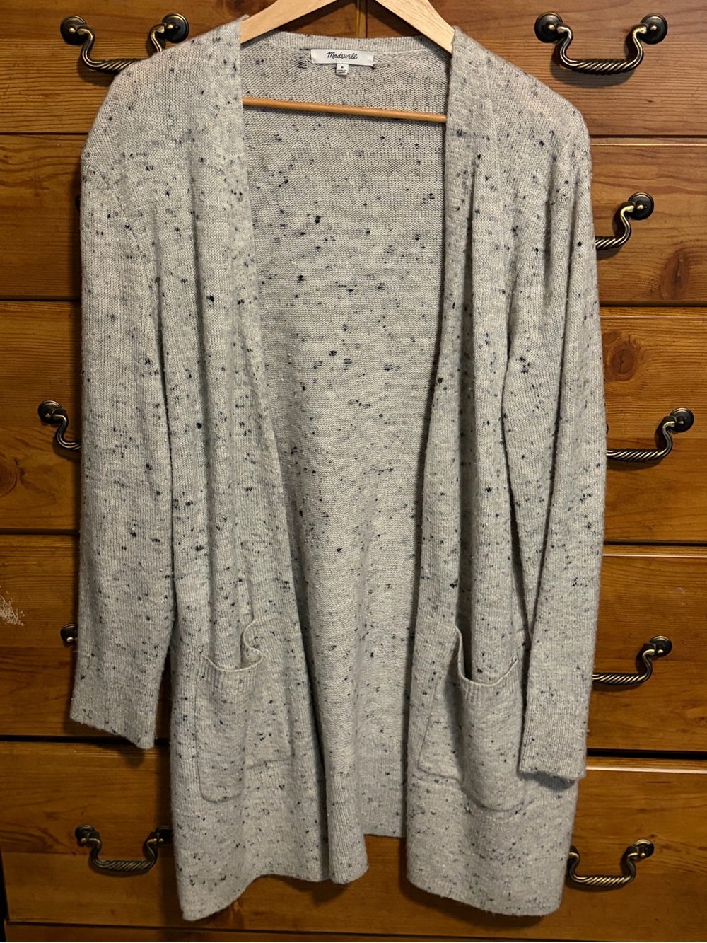 Madewell Light Gray Speckled Open-Front Cardigan